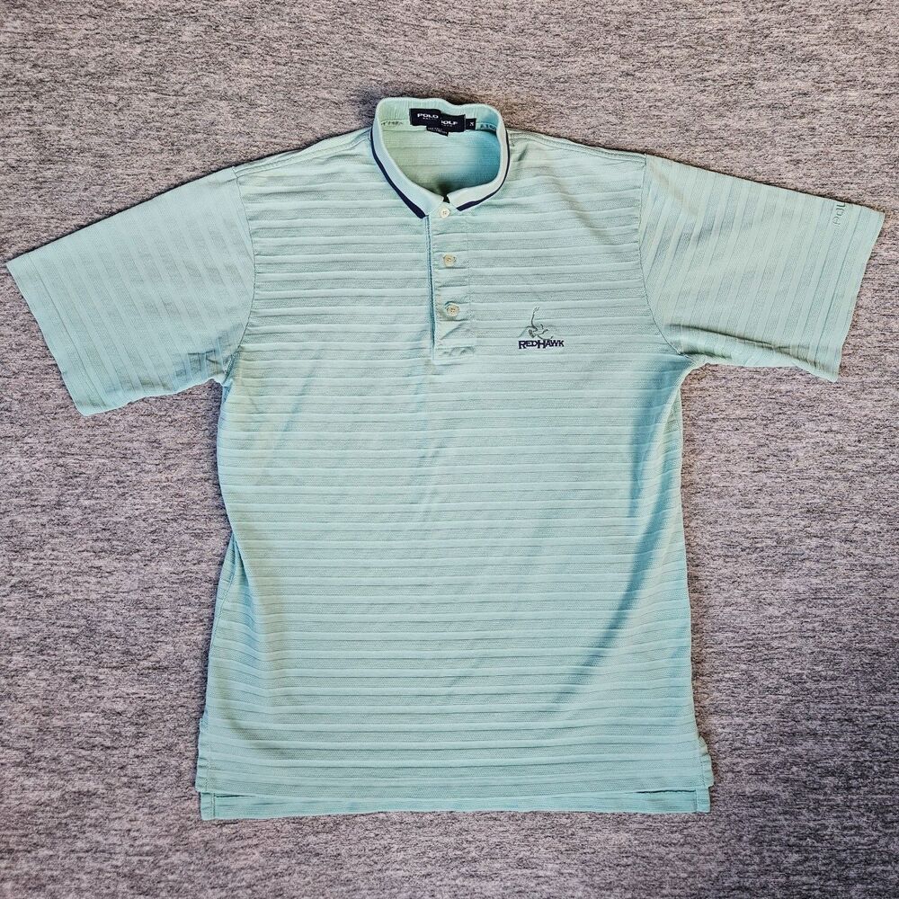 Vtg 90s Ralph Lauren Polo Golf Men's Medium Cotton Polo Shirt Sea Green Striped